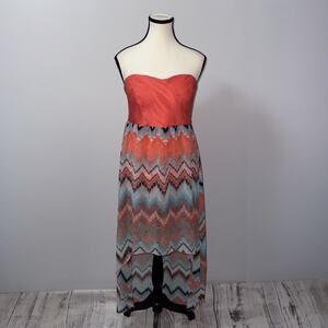 No Boundaries Coral Strapless high low Dress junior's size XL (15-17)
